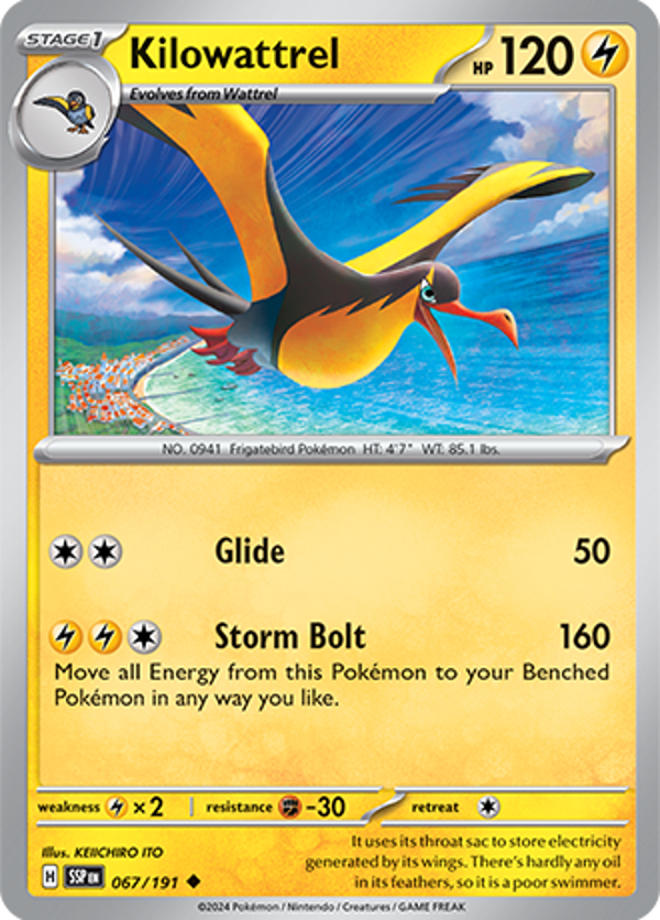 Kilowattrel Reverse Holofoil (067/191) [Scarlet & Violet: Surging Sparks]