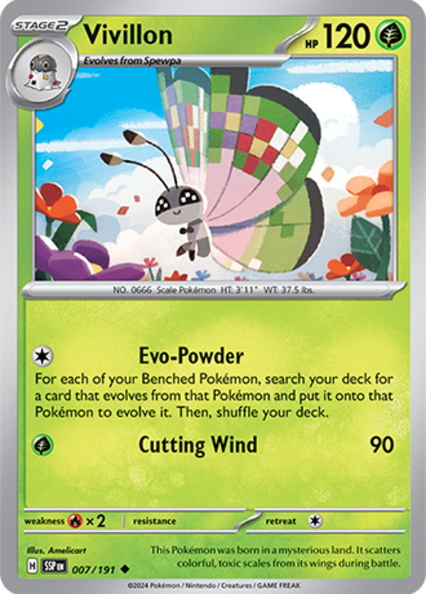 Vivillon Reverse Holofoil (007/191) [Scarlet & Violet: Surging Sparks]