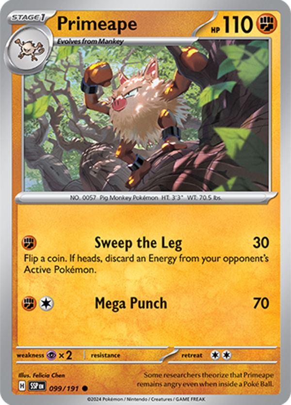Primeape Reverse Holofoil (099/191) [Scarlet & Violet: Surging Sparks]