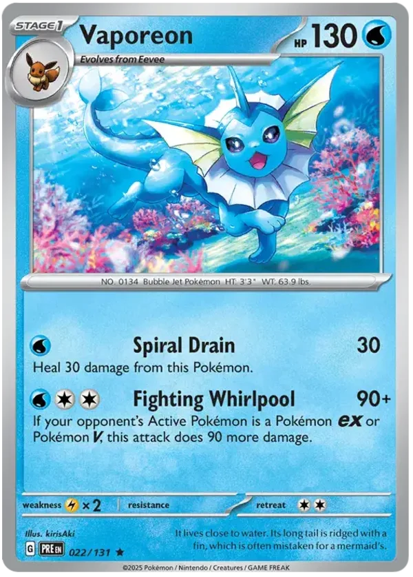 Vaporeon (022/131) [Scarlet & Violet: Prismatic Evolutions]