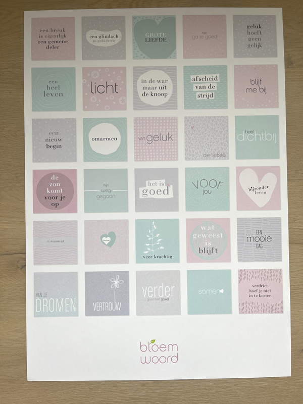 Poster - Bloemwoord kaartjes mix