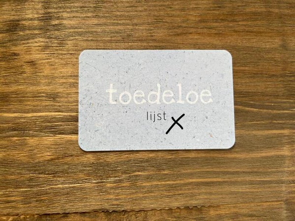 Nu kaartje - toedeloe lijst