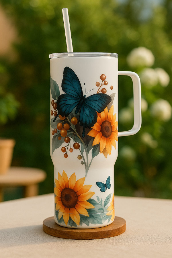 🌻 Butterfly Bloom – 22oz Tumbler 🦋