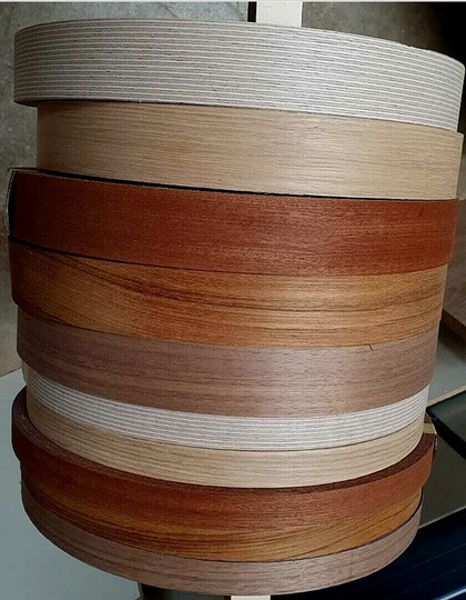 Echtholz Umleimer Bügelkante Eiche Nußbaum Mahagoni Teak Birke MP 23/43 mm