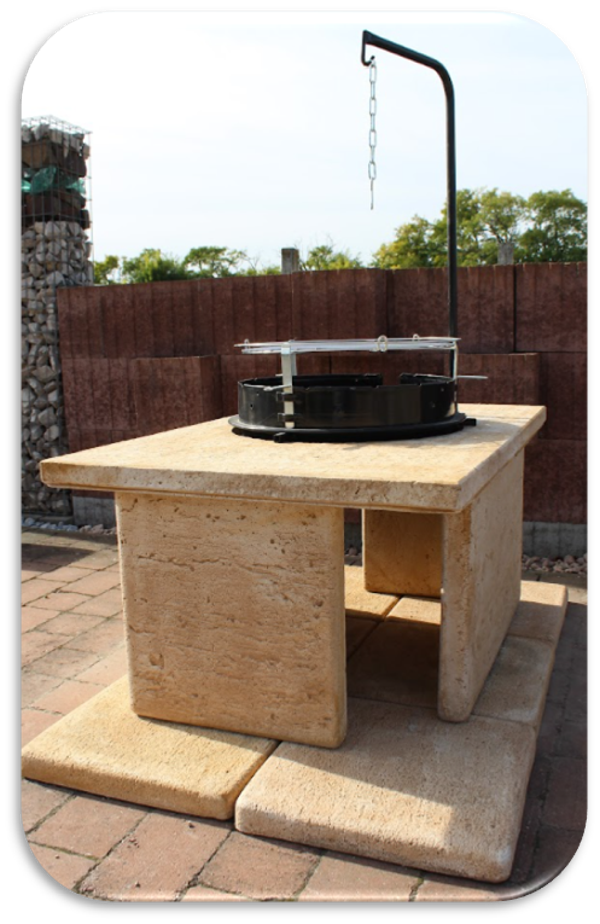 Steingrill Glut mit 6 Platten