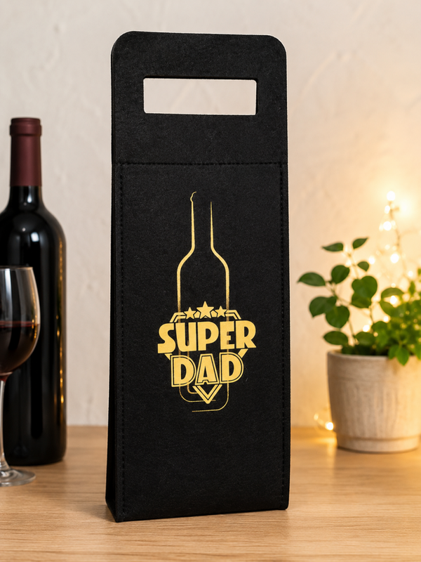 🍷 Flaschentasche „SUPER DAD“ – Das perfekte Geschenk für den besten Papa! 💛