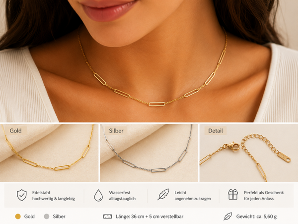 💛 Edelstahlhalskette – Zeitlos & Elegant