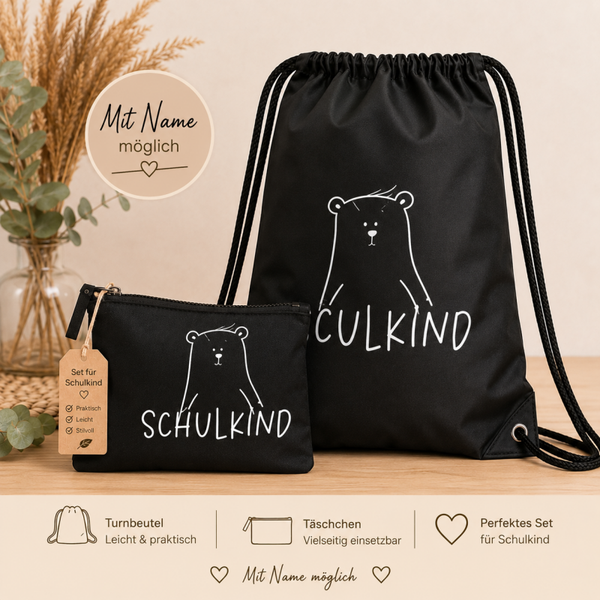 Turnbeutel&Mäppchen Set „Schulkind“—personalisierbar mit Wunschname