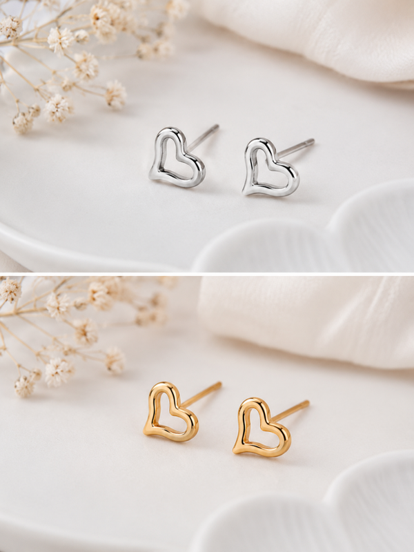 ❤️ Herz-Ohrstecker aus Edelstahl – Gold oder Silber