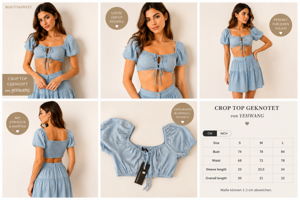 Crop Top zum Binden von YEHWANG – Luftig, feminin & stilvoll