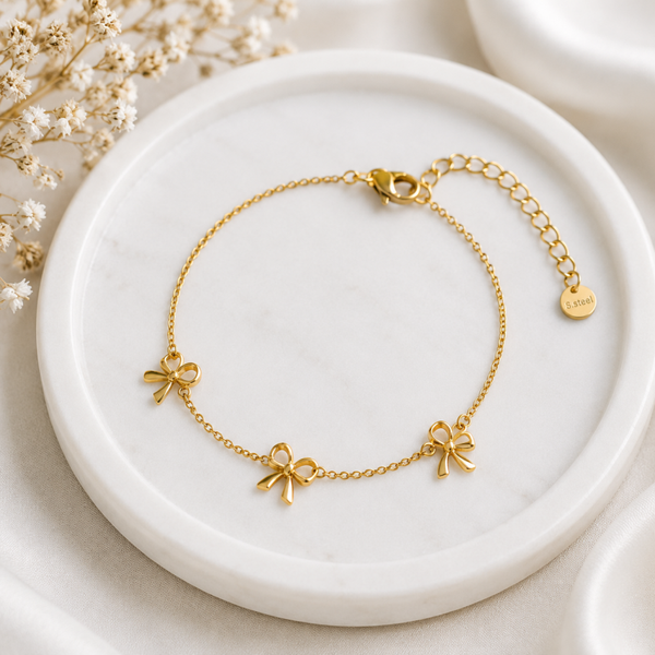 🎀 YEHWANG Charming Bows Armband aus Edelstahl