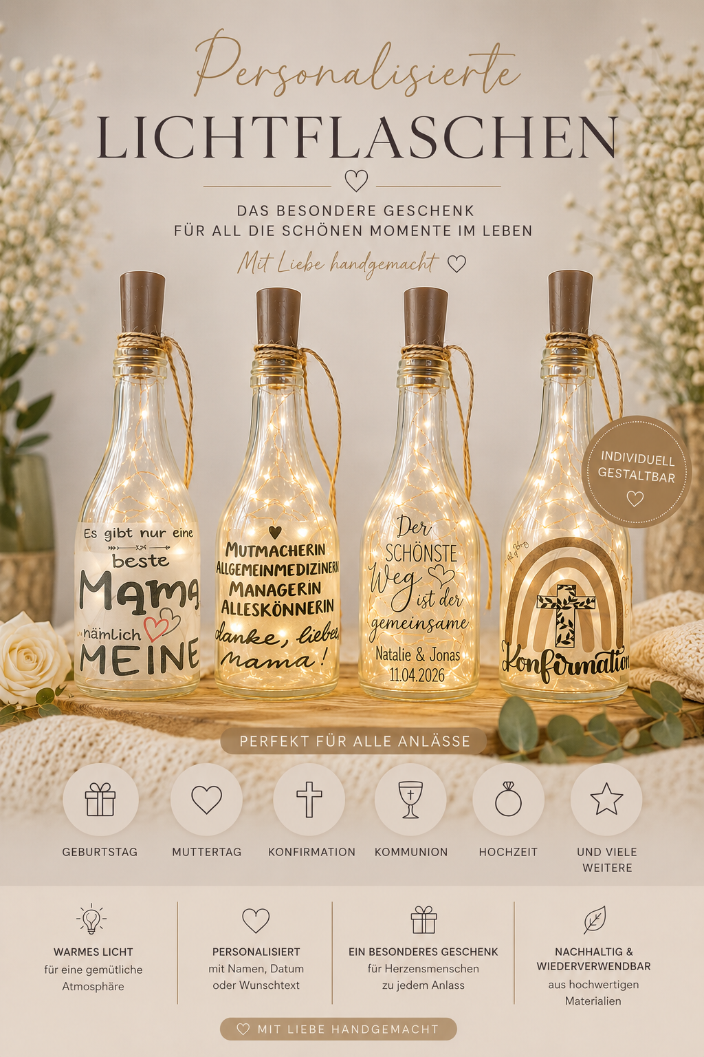 Kleine beleuchtete Flasche