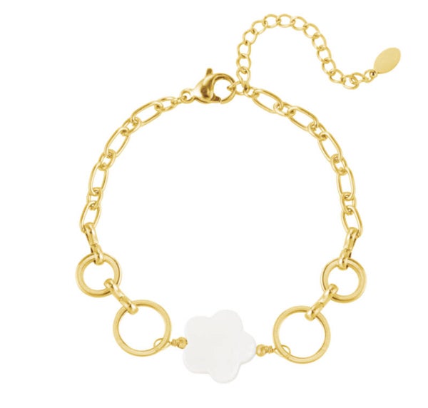 Armband Blume und Ringe Goldfarben