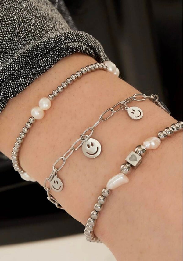 Armbandperlen mit Perlen in Silber