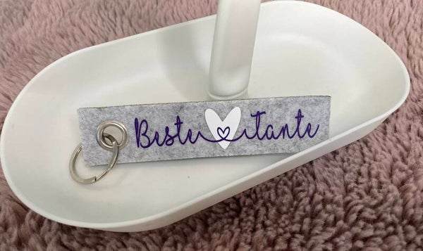 Schlüsselanhänger aus Filz „BesteTante“ oder „Bester Onkel“