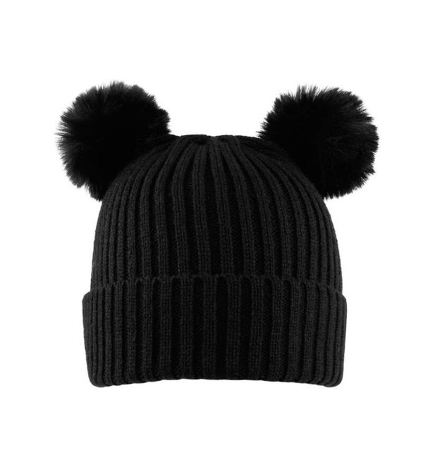 Kinder Basic Mütze mit 2 Bommeln