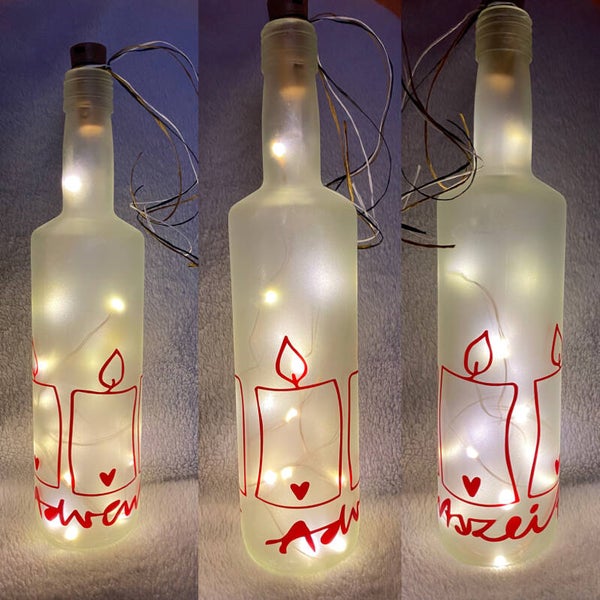 Recycelte beleuchtete Adventsflasche 🫶