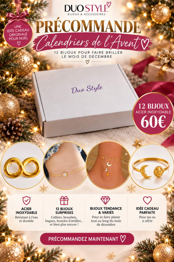 Calendrier de l’Avent - Bijoux doré acier inoxydable