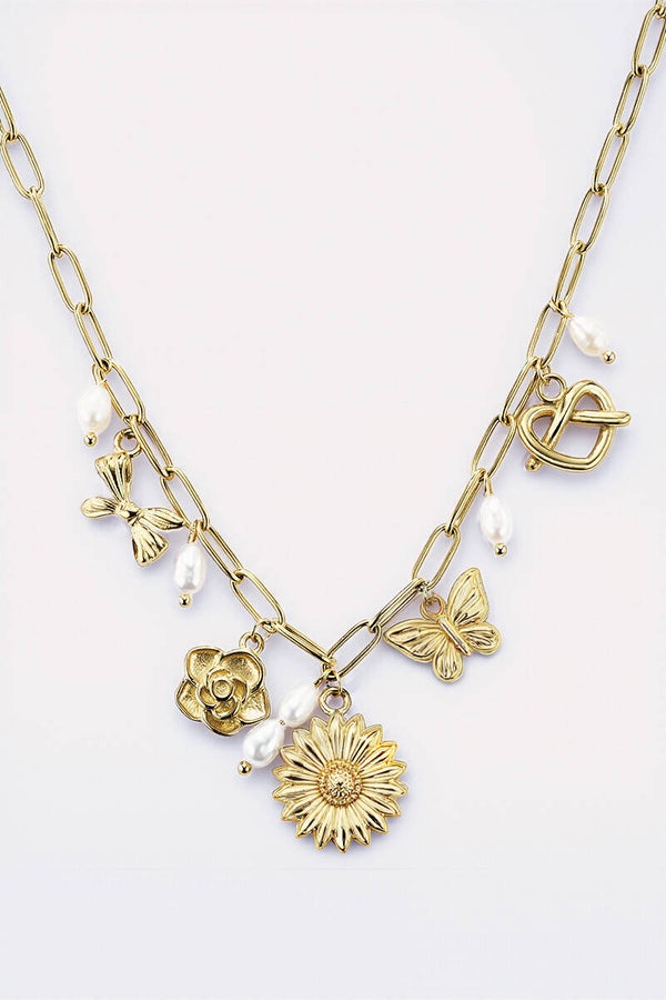 Collier fleur - Acier inoxydable