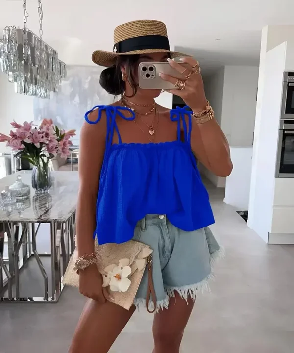 Top à bretelles en gaze de coton - Cécile