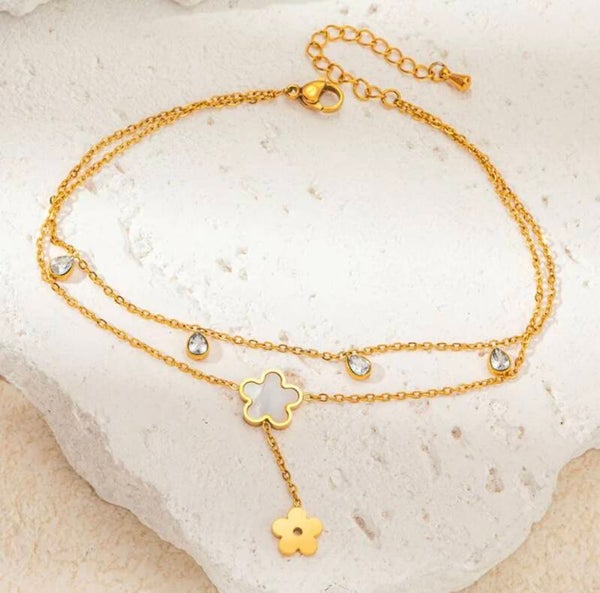 Chaîne de chevilles fleur - Acier inoxydable