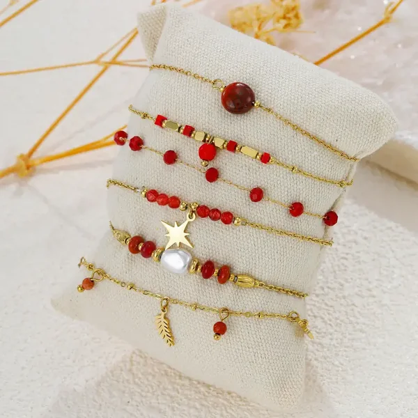 Bracelet rouge solaire  - Acier inoxydable