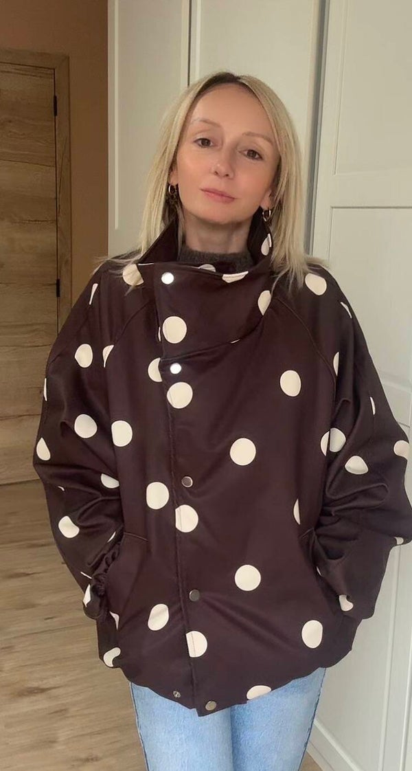 Veste choco à pois blancs