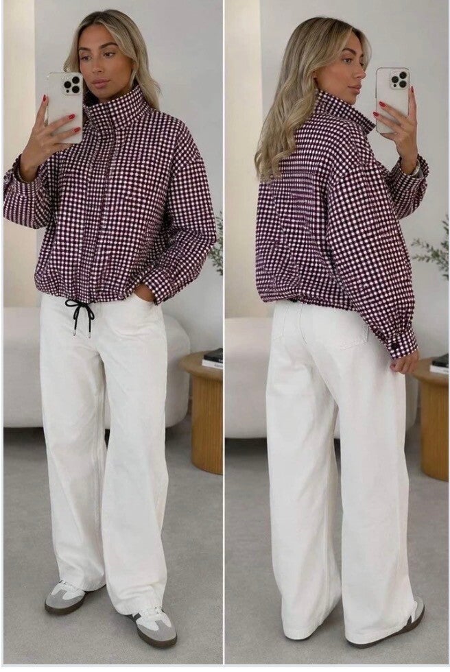 Veste à carreaux bordeaux Tiphany