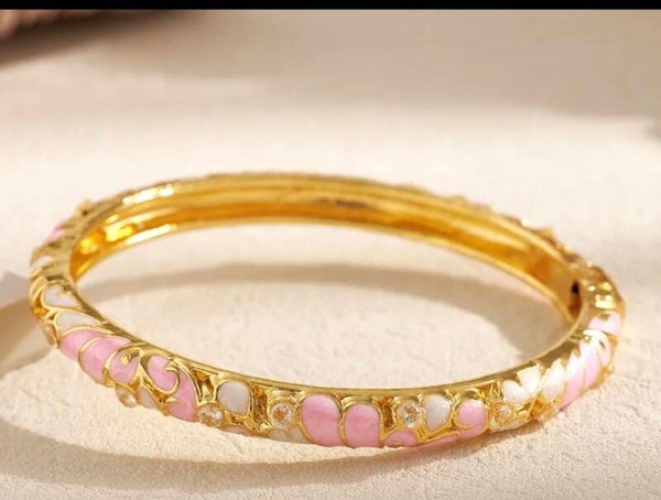 Jonc thaïlandais doré rose et blanc