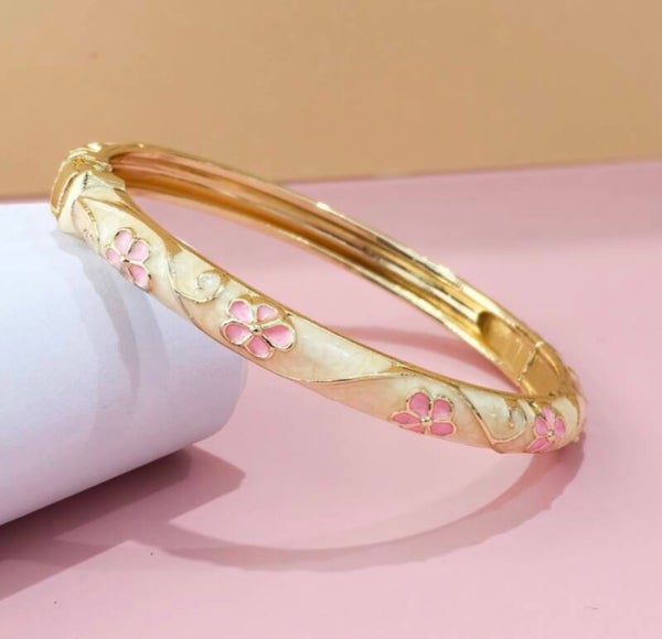 Jonc thaïlandais petites fleurs jaune et rose