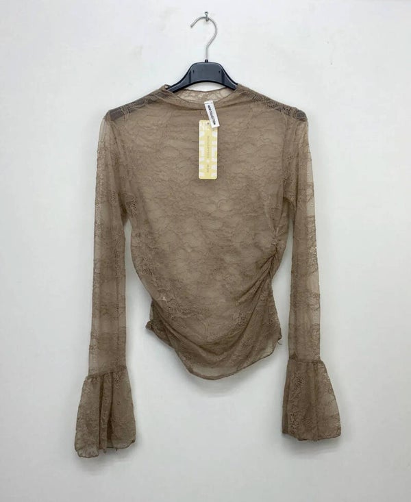 Top en dentelle taupe