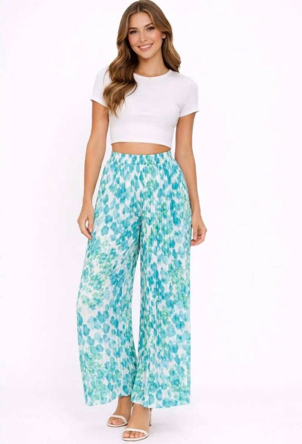 Pantalon plissé Silvia turquoise