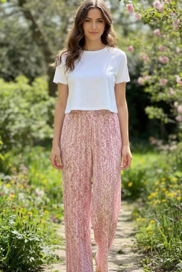 Pantalon plissé Silvia fleuri