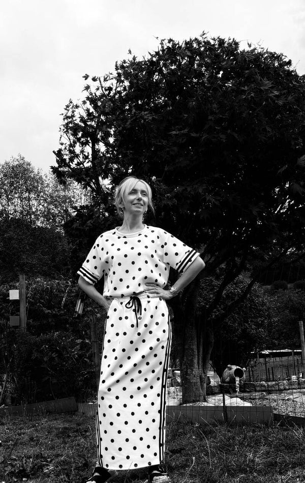 Ensemble Charlène blanc à pois noir
