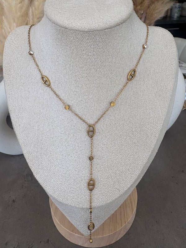 Collier en Y maille marine