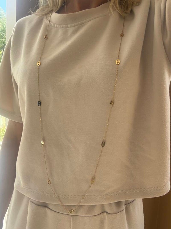 Collier long maille marine