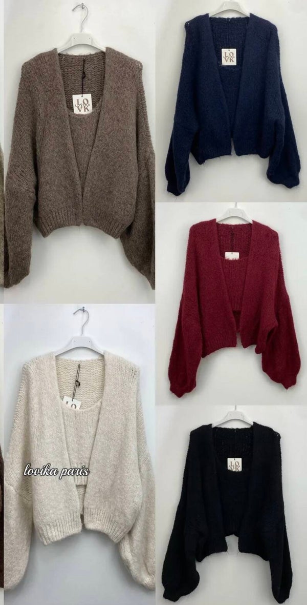 Ensemble gilet et crop top en laine