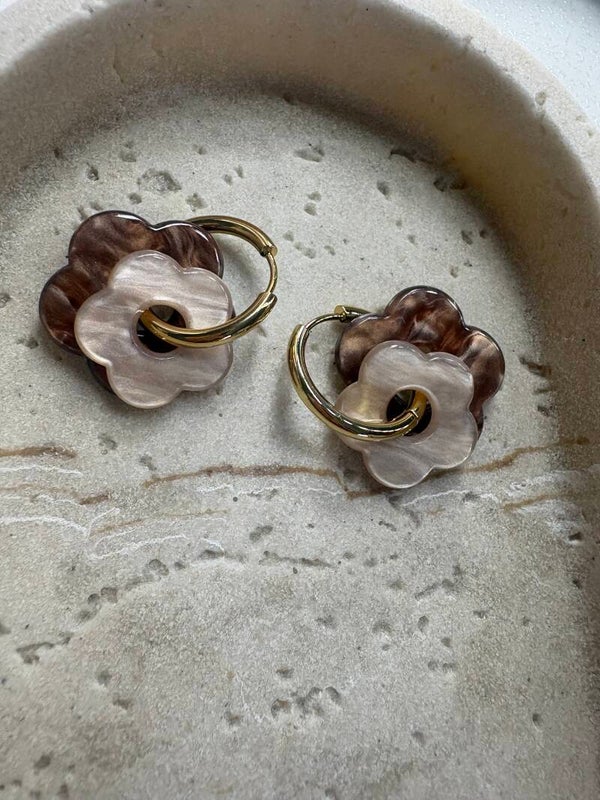 Boucles d’oreilles fleurs doubles