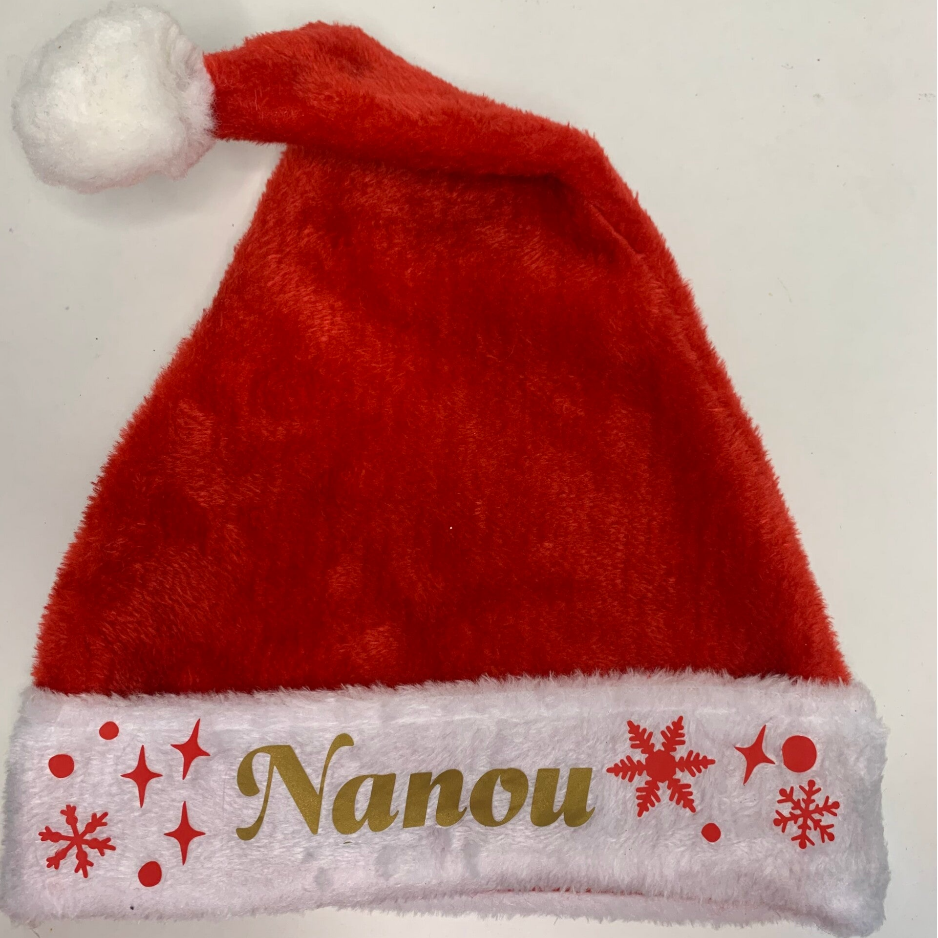❄️⭐ Bonnet de Noël moelleux personnalisé – (motifs flocons & étoiles)❄️⭐