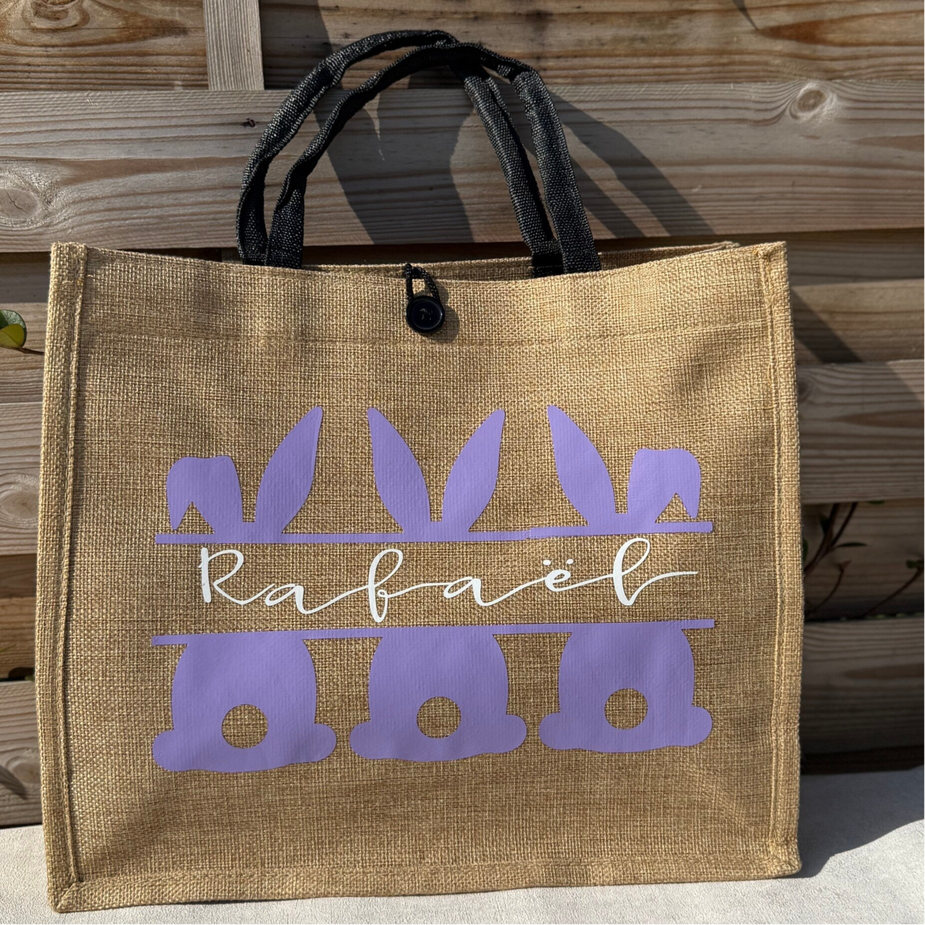 Sac Personnalisé 3 lapins 🐰🐰🐰 “Lapin de Pâques” – Prénom au Choix 🐰