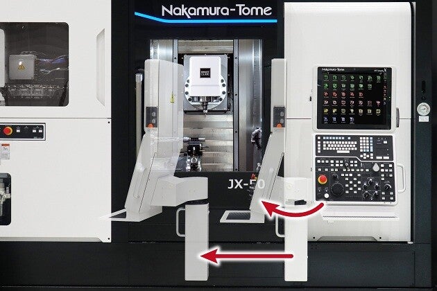 Das flexible und schwenkbare Bedienpanel der Nakamura-Tome JX-50 ermöglicht ein ergonomisches und bedienerfreundliches Arbeiten, durch optimale Arbeitsposition.
