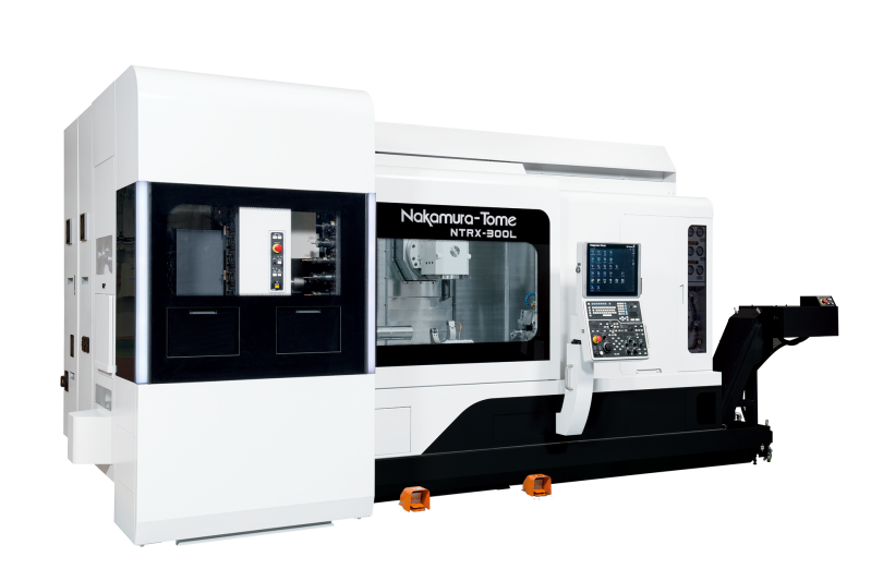 CNC-Dreh-Fräsmaschine Nakamura-Tome NTRX-300L mit Darstellung der Funktionen Oscillation Cutting zur Prozessstabilisierung und 3D pro Smart AI zur KI-gestützten Optimierung komplexer 3D-Bearbeitungen