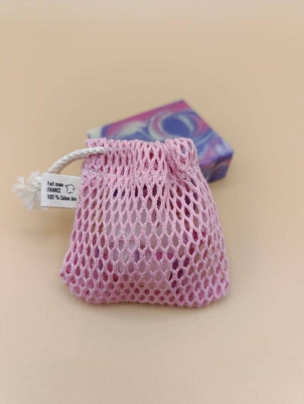 Filet à savon coton XL bio couleur rose