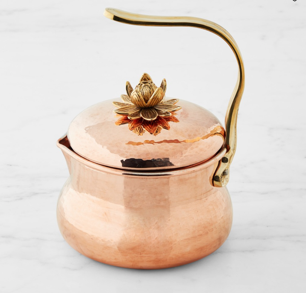 Ruffoni Historia Hammered Copper Tea Kettle with Lotus Knob, 3-Qt