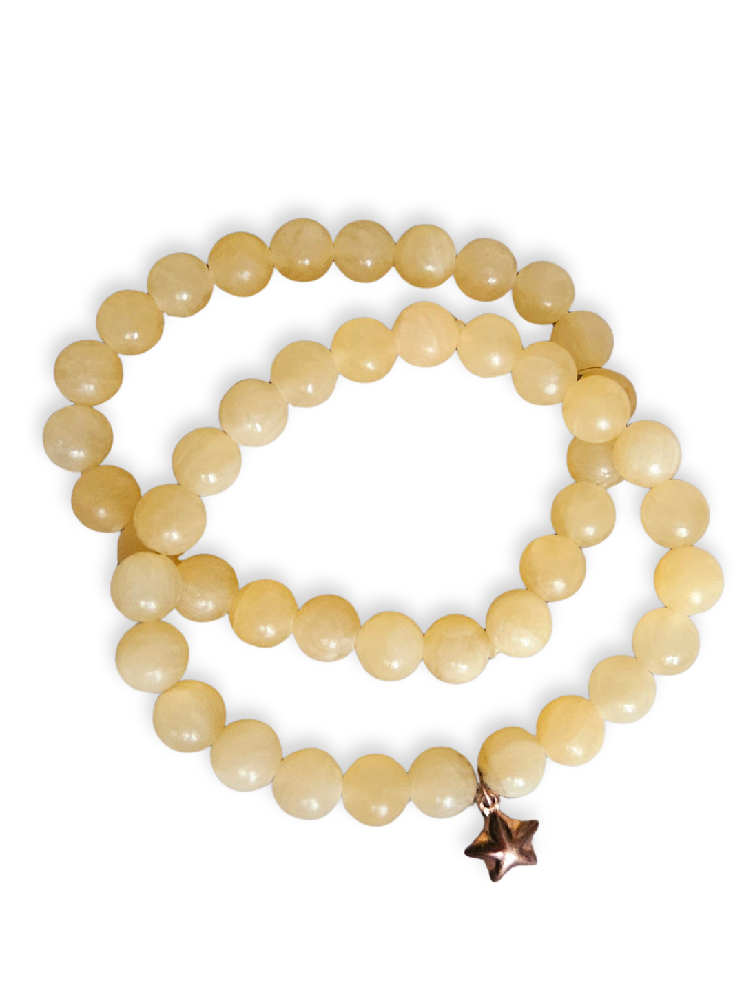 Zestaw dwóch bransoletek z kwarcu cytrynowego z zawieszką, 9mm