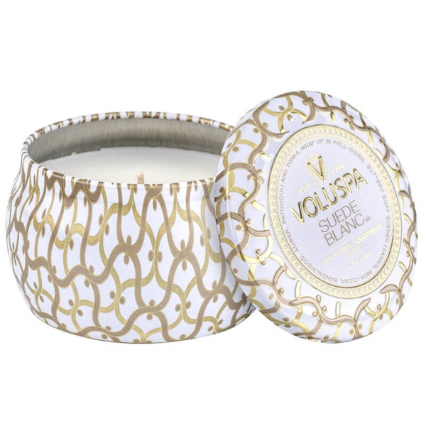 Voluspa Suede Blanc Mini Tin Candle