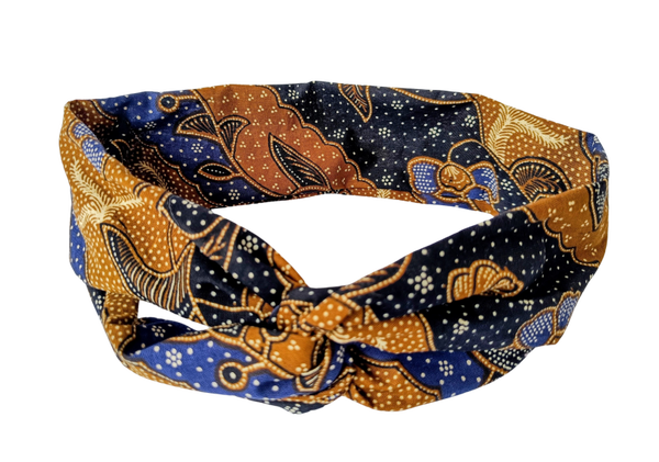Bandana haarband met draad batik olijfgroen, donkerblauw en zwart