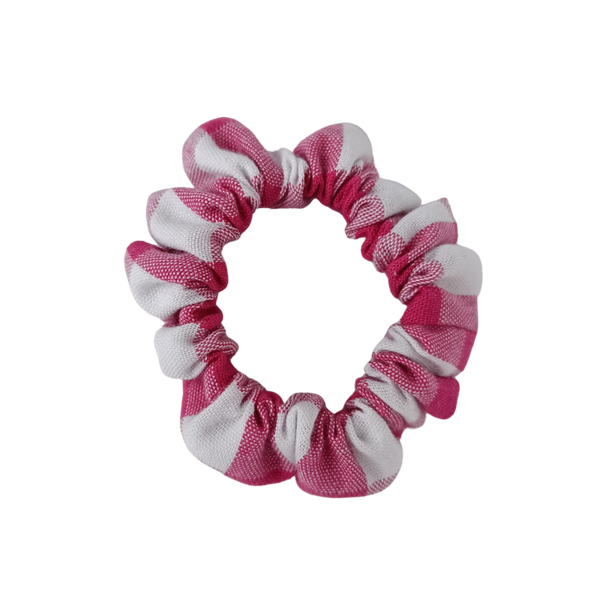 Mini scrunchie roze-wit