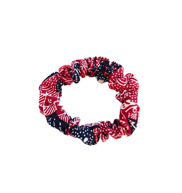 Mini scrunchie batik rood wit