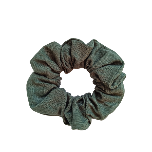 Linnen scrunchie donkergroen